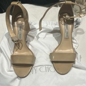 Jimmy Choo Edina Patent Leather Ankle-Strap Sandal